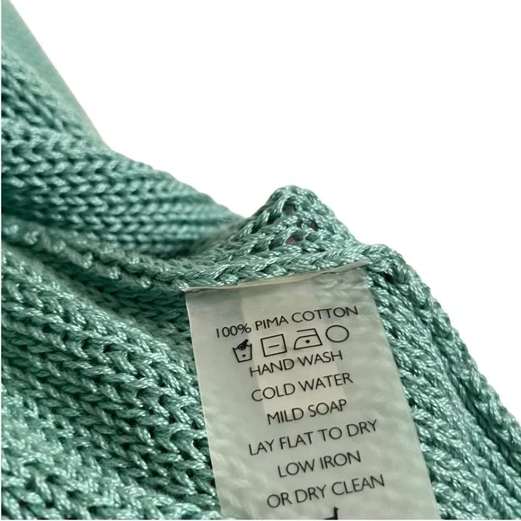 Peruvian Connection Size S Minimalist Cardigan 100% Pima Cotton in Green - Picture 3 of 5